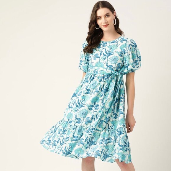 Sisters Global Dresses & Skirts - Block Print Teal Dress